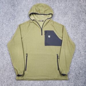 Freedom Industries Hoodie Mens Small Green‎ Grid Fleece Quarter Zip Pullover